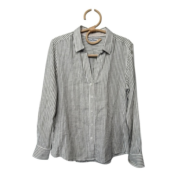 Tommy Bahama Yacht Me Knot Linen Blend Tea Leaf Olive White Button Down  SZ XS - Picture 7 of 13